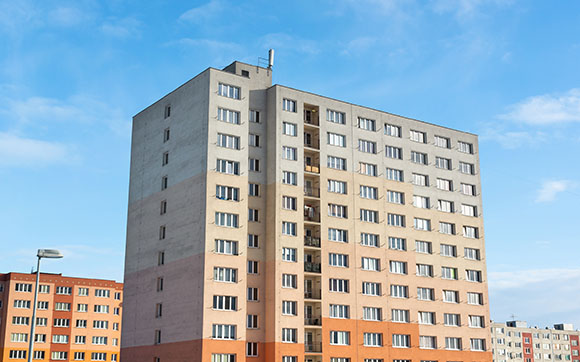 Photo of modern block of flats.
