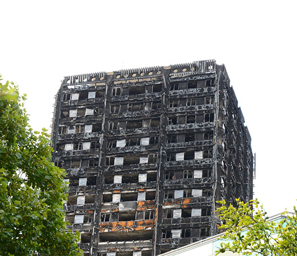 Photo of burntout block of flats